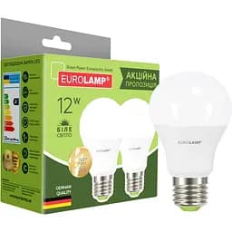 Светодиодная лампа Eurolamp LED, A60, 12W, E27, 3000K, 2 шт. (MLP-LED-A60-12272(E))