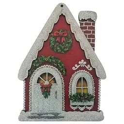 Прикраса новорічна Mis Lt Хатинка з віночком 2Д дерев'яна