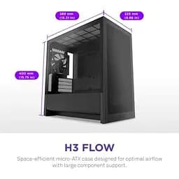 Корпус для ПК NZXT H3 Flow All Black (CC-H31FB-01) - мініатюра 2