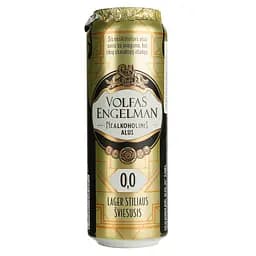 Пиво безалкогольное Volfas Engelman Lager светлое, ж/б, 0.568 л