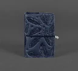 Кожаный кард-кейс 7.0 синий с перьями