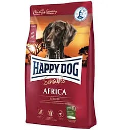 Беззерновий сухий корм для собак середніх та великих порід схильних до алергії та з чутливим травленням Happy Dog Adult Supreme Sensible Africa, страус та картопляні чипси, 12,5 кг (3548)