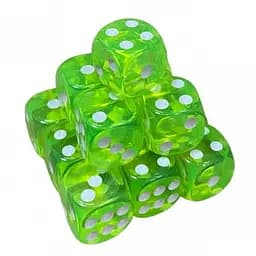 Настольная игра Games 7 Days Кубик D6 прозрачный с точками (салатовый) , 1 шт. (g7dtransd6dotslgreen)