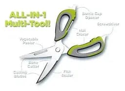 Багатофункціональні кухонні ножиці 10в1 Mighty Shears з чохлом і магнітом Сірий / Зелений - мініатюра 6