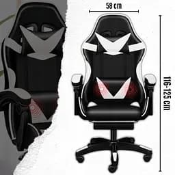 Крісло геймерське PLAYER з підставкою для ніг White/Black - мініатюра 10