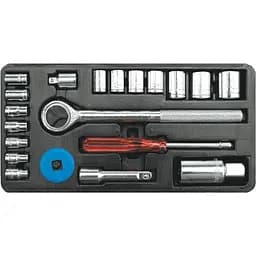 Набір головок торцевих Vorel квадрат 1/4", 3/8" з інструментами 20 шт. (58210)