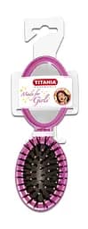 Масажна складна щітка для волосся із дзеркалом Titania Girl, 8,5 см, рожевий (1774 Girl роз)