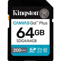 Карта пам'яті SDXC (UHS-1 U3) Kingston Canvas Go! Plus 64Gb class 10 A2 V30 (R200MB/s)