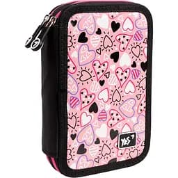 Пенал Yes My Heart HP-01 твердый двойной розовый с черным (533554)