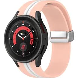 Ремінець для Samsung Galaxy Watch 7 - рожево-білий ширина кріплення 20мм силікон Watchbands Cls-line (W48-3WB28136140)