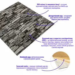 Самоклеюча 3D панель 700x770x3мм Графітовий (59-3) SW-00001481 - мініатюра 2