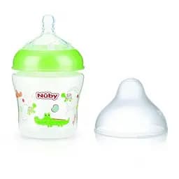 Пляшечка поліпропіленова Nuby непроливайка, широке горлечко, повільний потік, 180 мл, зелений, 0+ (1193grngator) (Д)