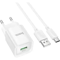 Сетевое зарядное устройство Hoco C145A Charm single port QC3.0 charger set(Type-C)(EU) Белый