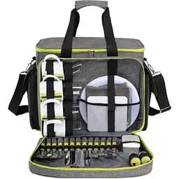 Набор для пикника посуда + термосумка TE-430 Picnic, серый с черным