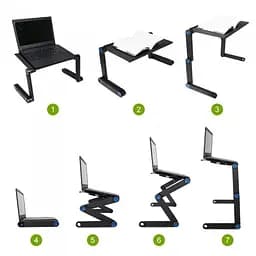Чорний столик підставка для ноутбука з охолодженням Laptop Table T8 - мініатюра 7