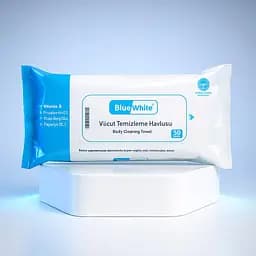 Вологі рушники універсальні Blue White Body Cleaning Towels 50 шт. Великі вологі серветки для тіла - мініатюра 4
