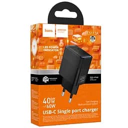 Мережевний зарядний пристрій Hoco CS113A Lounge PD40W 1USB-C Black - мініатюра 2