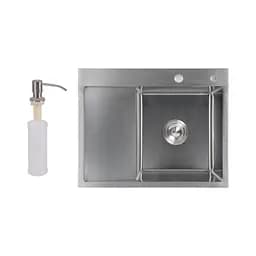 Кухонная мойка интегрированная Lidz Handmade H6350L крыло слева (LDH6350BRUL45588) Brushed Steel 3,0/1,0 мм, Нержавеющая сталь