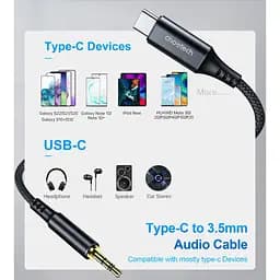 Перехідник USB-C to jack 3.5mm stereo audio (CDLA) 2.0m Choetech (AUX008-BK) - мініатюра 5