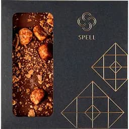 Шоколад Spell із солоною карамеллю, карамелізованими пластівцями та фундуком 100 г