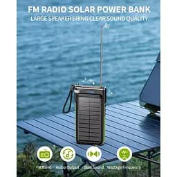 Зовнішній акумулятор із сонячною панеллю Solar 20000 mAh PN-W26 з радіо та БЗП - мініатюра 5