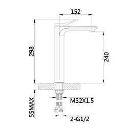 Змішувач для раковини Qtap Presto високий QTPRE269CRW45577 Chrome/White - мініатюра 2