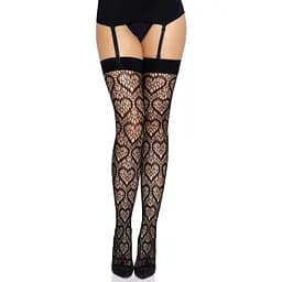 Панчохи Leg Avenue Heart net thigh highs Black One size