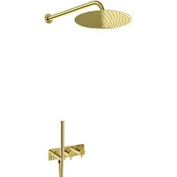 Душова система Kohlman Axel 30 gold з термостатом + BOX прихованого монтажу KPL-QW265AGD30, Золотий