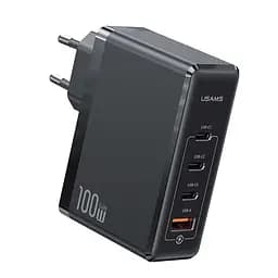 Адаптер сетевой USAMS T50 100w 4 Ports Gan Fast Charger US-CC163 1USB/3Type-C, 100W/5A, PD/Q|