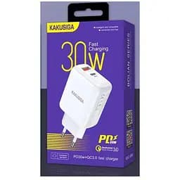 Зарядний пристрій для смартфона Kakusiga KSC668 dual port 30W QC3.0 + кабель 3А білий - мініатюра 4