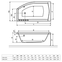 Ванна акрилова Radaway Sitera 150x85 права + ножки + сифон (WA1-32-150x085PS) - мініатюра 2