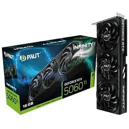 Відеокарта GeForce RTX 5060 Ti, Palit, Infinity 3, 16Gb GDDR7, 128-bit, HDMI/3xDP, 2572/28000 MHz, 8-pin (NE7506T019T1-GB2061S)