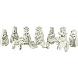 Рождественский вертеп J-line 11 фигур из фарфора высота 10 см бело-черный (49759)