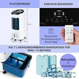 Мобільний кондиціонер-вентилятор Klarstein IceWind Plus Smart 4-in-1 (10040209) - мініатюра 5