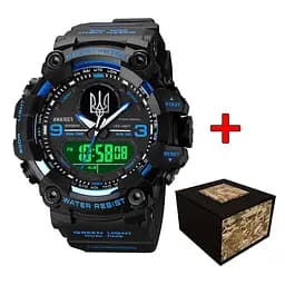 Awarder 001BUUASI Тризуб срібло Чорні з синім + Коробка.