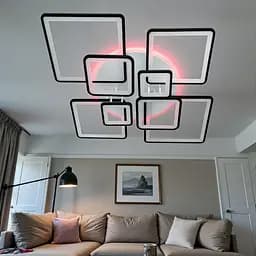 Стельова LED-люстра Diasha 8160/8BK 3color з пультом і димером, чорна, 225W, 12375 lm, сучасні квадратні LED-плафони 127× - мініатюра 2