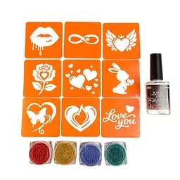 Набір для біо-тату "Love Story #2 - гліттер" Fresh Tattoo set-love-story-2-glitter 9 трафаретів - мініатюра 2