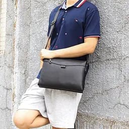 Кожаная мужская сумка через плечо John McDee 30.5х10х24 см sum0025737