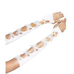 Мітенки Leg Avenue Butterfly applique arm warmers White метелики