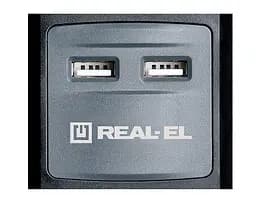Фильтр питания REAL-EL RS-3 USB CHARGE 1.8m Black - мініатюра 2