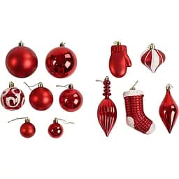 Набор новогодних украшений 50 игрушек на елку, красного цвета (161640)
