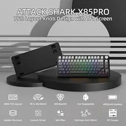 Ігрова механічна бездротова клавіатура Attack Shark X85 Pro / Три режими підключення / Blueberry Switch / Black - мініатюра 3