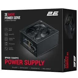 2E Блок живлення Basic Power (600W), 80%, 120мм, 1xMB 24pin(20+4), 1xCPU 8pin(4+4), 3xMolex, 4xSATA, 2xPCIe 8pin(6+2) - мініатюра 7
