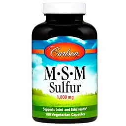 Метилсульфонилметан МСМ Carlson MSM Sulfur 1000 мг 180 вегетарианских капсул