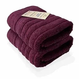 Набор жаккардовых полотенец Lovely Svi для ванной, гостиниц, СПА, на подарок, 50*90 см Oxford Stripe Burgundy 2 шт (471124)