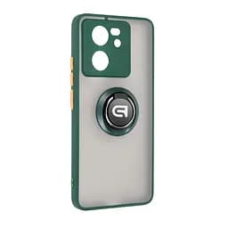 Чехол с кольцом-держателем для Xiaomi 13T 5G/13T Pro 5G, Frosted Matte Ring, зеленый, защитная панель с матовой задней стенкой, противоударный чехол с защитой всего корпуса, TPU + поликарбонат (PC), с защитой камеры, ArmorStandart (ARM72718)