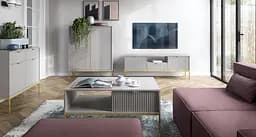 Комод високий Perfect Home Нова / Nova 2-дверний з золотими ніжками K104 Сірий (PFH-091235) - мініатюра 5