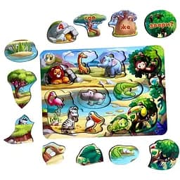 Деревянная настольная игра А где звери? Ubumblebees (ПСД175) PSD175 сортер-вкладыш