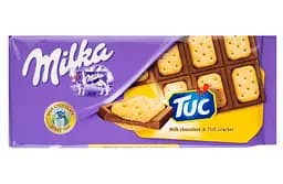 Шоколад молочний Milka із солоним крекером Tuc 87 г (623237)
