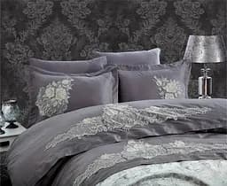 Комплект постельного белья Dantela Vita Jenna antrasit сатин с кружевом евро антрацит (svt-2000022299794)